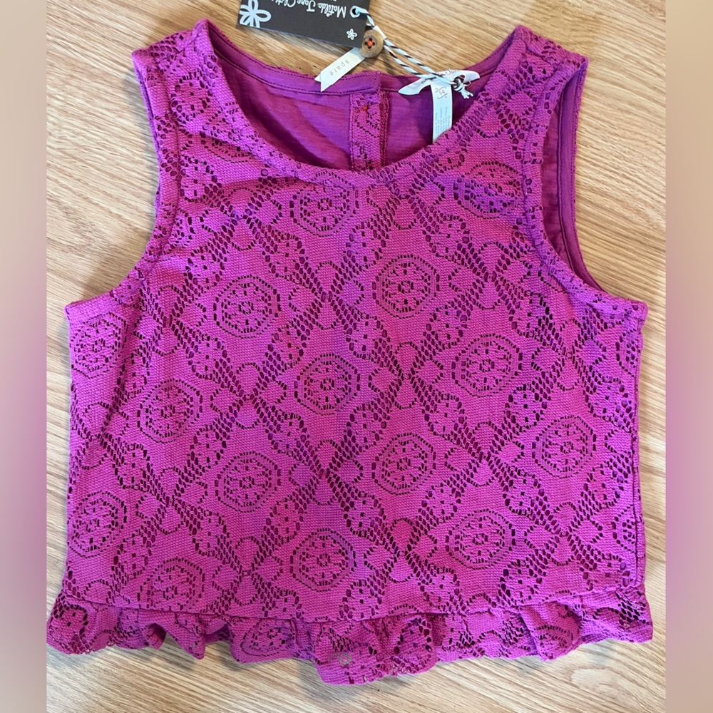 Matilda Jane Surf's UP Cotton Crochet‎ Purple Tank New With Tags Size 14
